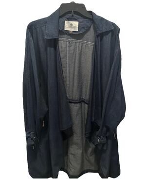 1 SUNSET LANE Jacket Lightweight Denim Blue Chambray Open Jacket Size Large